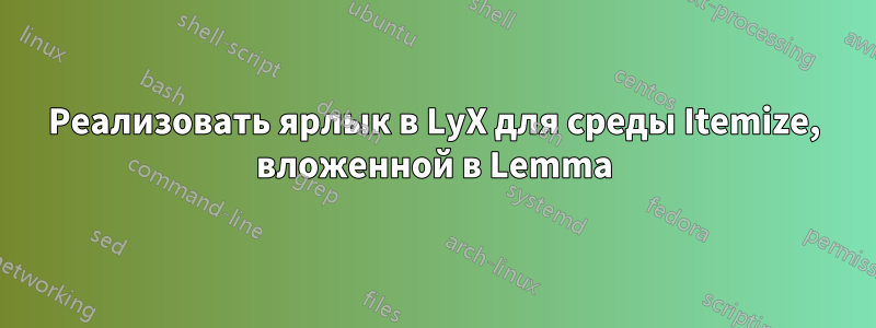 Реализовать ярлык в LyX для среды Itemize, вложенной в Lemma