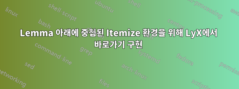 Lemma 아래에 중첩된 Itemize 환경을 위해 LyX에서 바로가기 구현