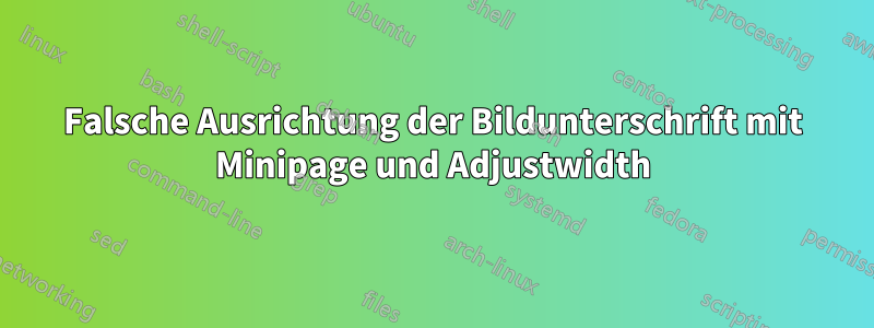 Falsche Ausrichtung der Bildunterschrift mit Minipage und Adjustwidth