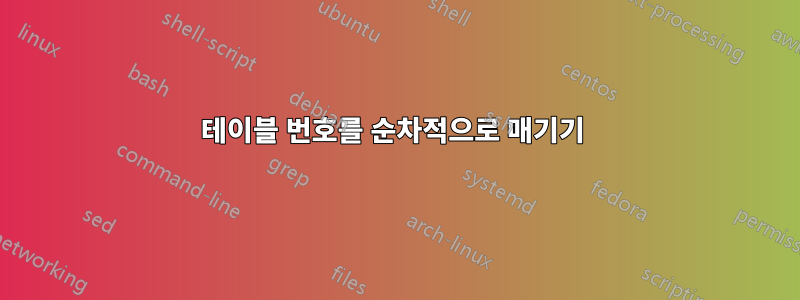 테이블 번호를 순차적으로 매기기 