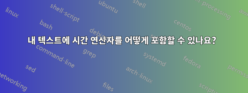 내 텍스트에 시간 연산자를 어떻게 포함할 수 있나요? 