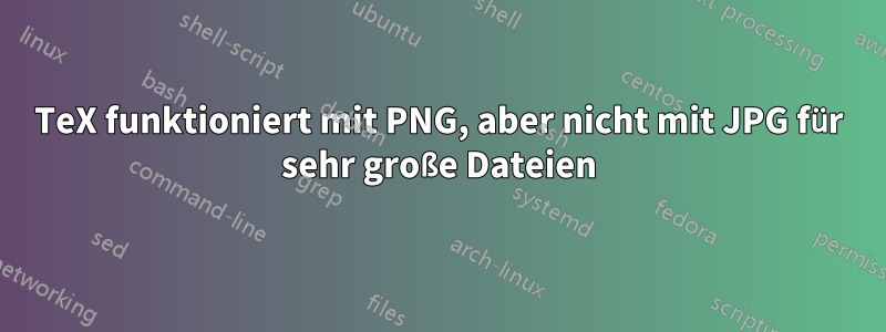 TeX funktioniert mit PNG, aber nicht mit JPG für sehr große Dateien