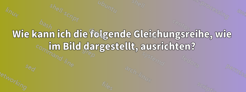 Wie kann ich die folgende Gleichungsreihe, wie im Bild dargestellt, ausrichten?