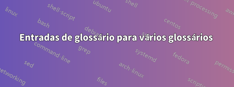 Entradas de glossário para vários glossários