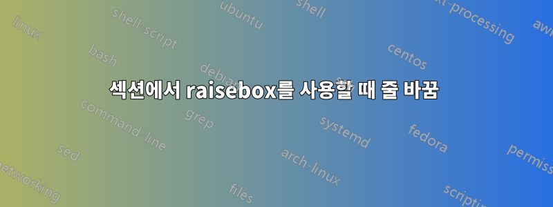 섹션에서 raisebox를 사용할 때 줄 바꿈