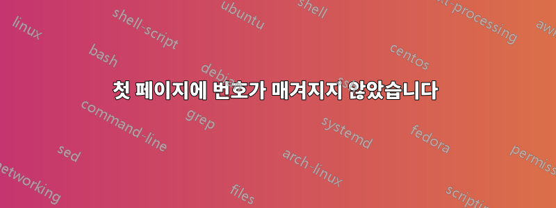 첫 페이지에 번호가 매겨지지 않았습니다