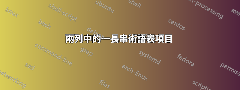 兩列中的一長串術語表項目