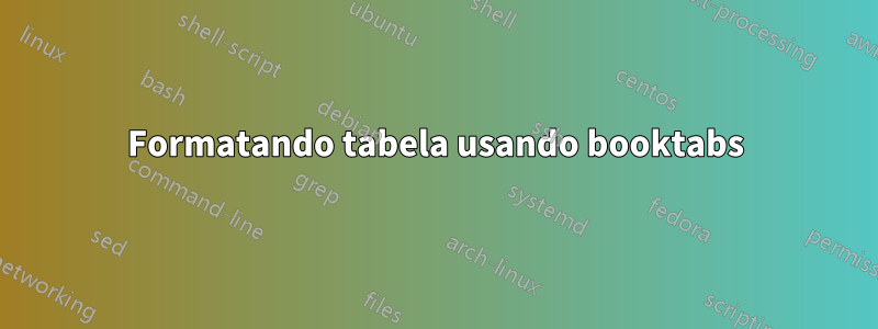 Formatando tabela usando booktabs