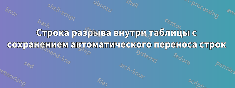 Строка разрыва внутри таблицы с сохранением автоматического переноса строк