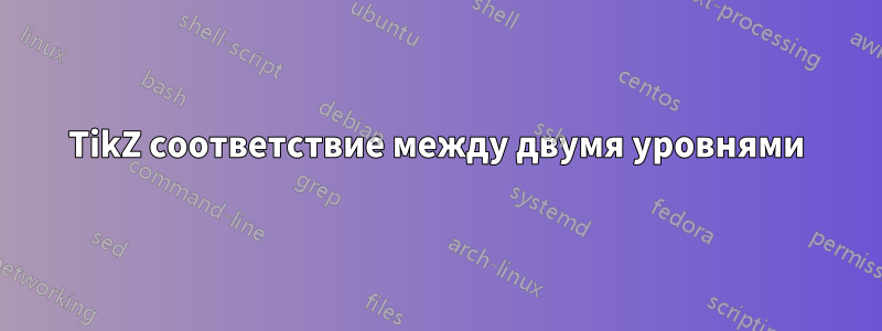 TikZ соответствие между двумя уровнями