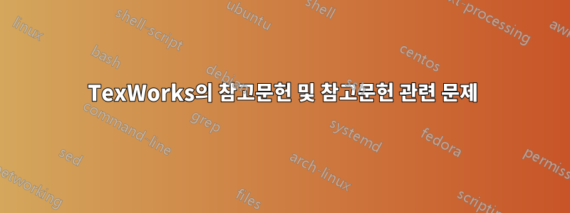 TexWorks의 참고문헌 및 참고문헌 관련 문제