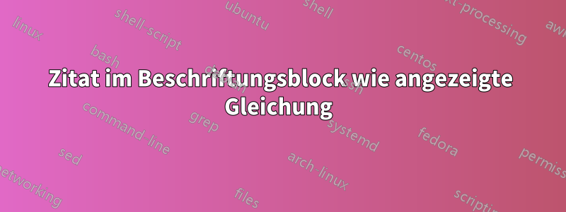 Zitat im Beschriftungsblock wie angezeigte Gleichung 