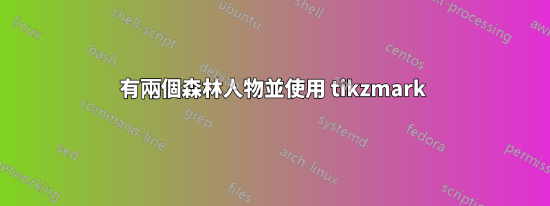 有兩個森林人物並使用 tikzmark