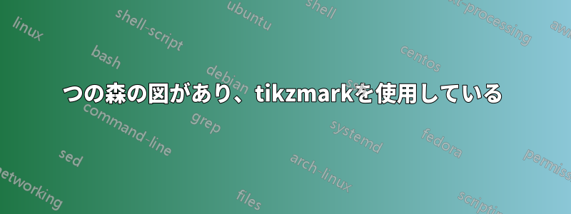 2つの森の図があり、tikzmarkを使用している