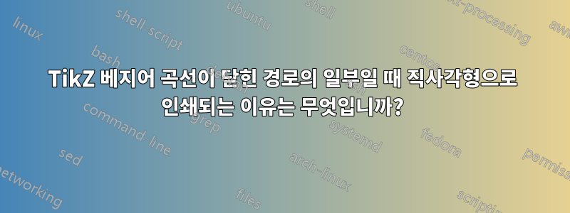 TikZ 베지어 곡선이 닫힌 경로의 일부일 때 직사각형으로 인쇄되는 이유는 무엇입니까?