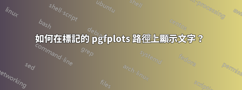 如何在標記的 pgfplots 路徑上顯示文字？