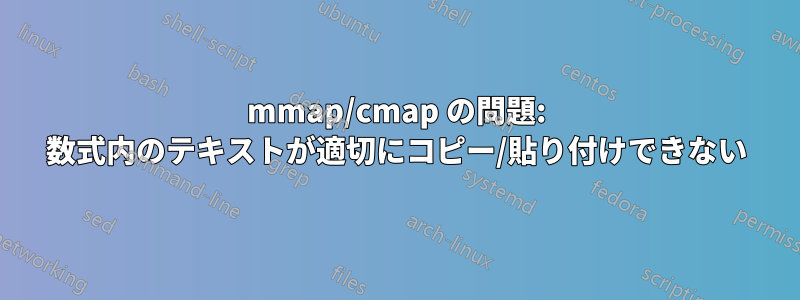 mmap/cmap の問題: 数式内のテキストが適切にコピー/貼り付けできない