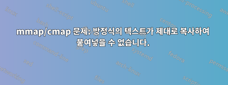 mmap/cmap 문제: 방정식의 텍스트가 제대로 복사하여 붙여넣을 수 없습니다.