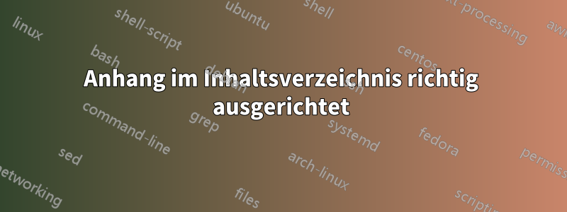 Anhang im Inhaltsverzeichnis richtig ausgerichtet