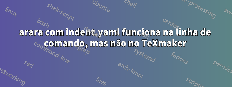 arara com indent.yaml funciona na linha de comando, mas não no TeXmaker