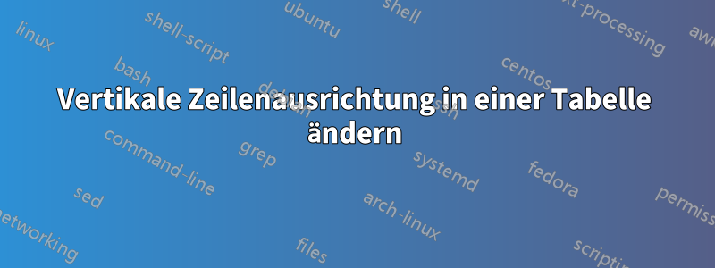 Vertikale Zeilenausrichtung in einer Tabelle ändern