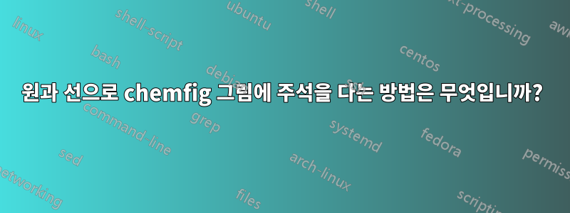 원과 선으로 chemfig 그림에 주석을 다는 방법은 무엇입니까?