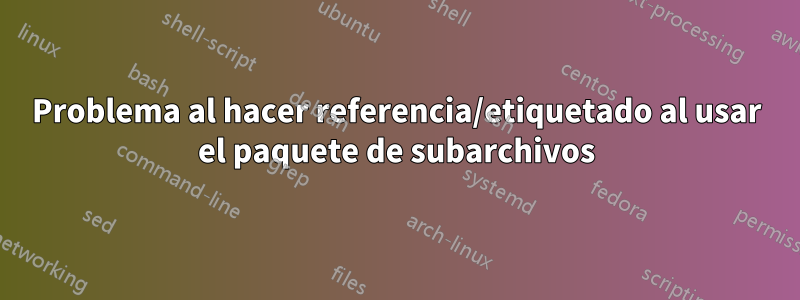 Problema al hacer referencia/etiquetado al usar el paquete de subarchivos