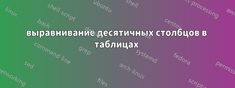 выравнивание десятичных столбцов в таблицах