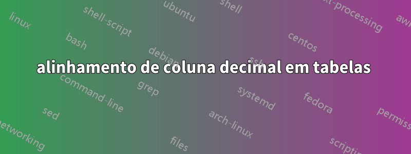 alinhamento de coluna decimal em tabelas