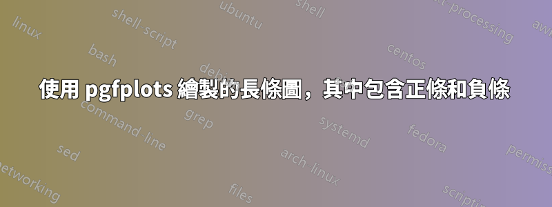 使用 pgfplots 繪製的長條圖，其中包含正條和負條