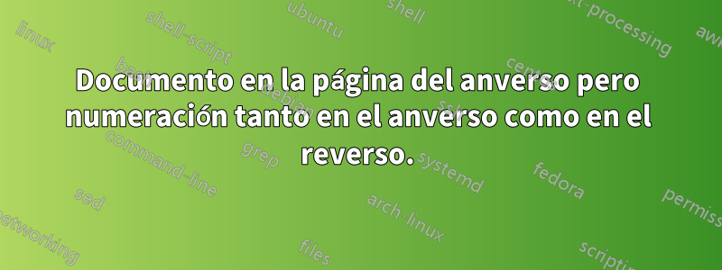 Documento en la página del anverso pero numeración tanto en el anverso como en el reverso.