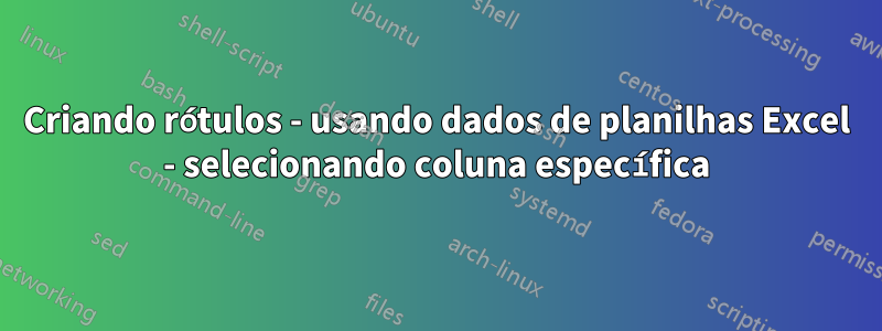 Criando rótulos - usando dados de planilhas Excel - selecionando coluna específica