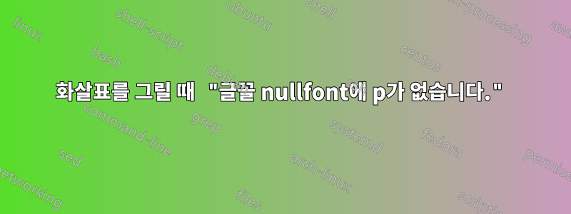 화살표를 그릴 때 "글꼴 nullfont에 p가 없습니다."