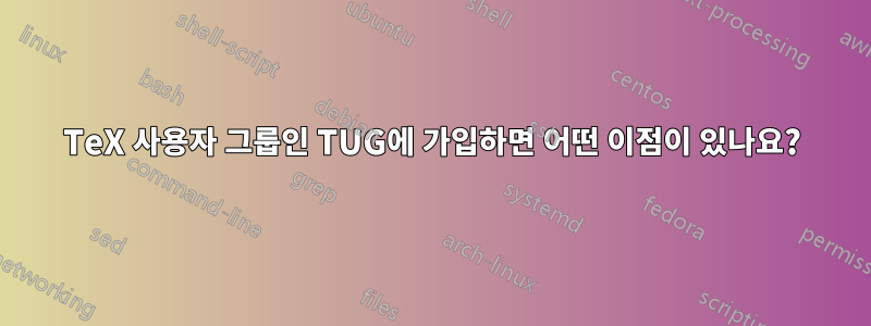 TeX 사용자 그룹인 TUG에 가입하면 어떤 이점이 있나요?