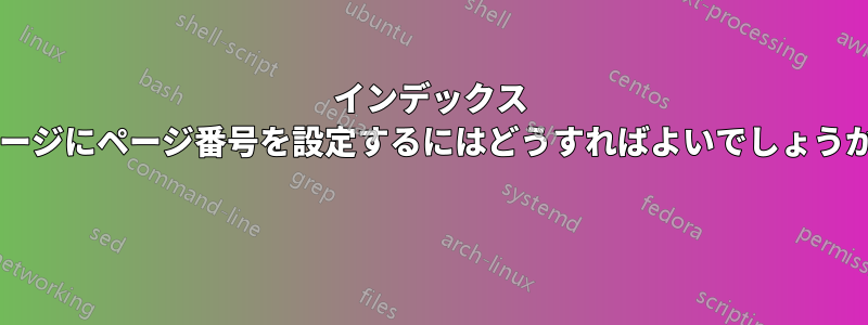 インデックス ページにページ番号を設定するにはどうすればよいでしょうか? 