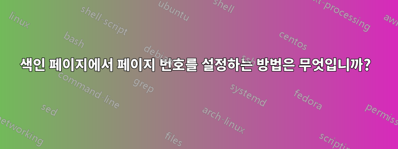 색인 페이지에서 페이지 번호를 설정하는 방법은 무엇입니까? 