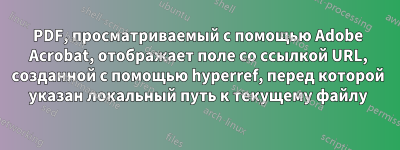 PDF, просматриваемый с помощью Adobe Acrobat, отображает поле со ссылкой URL, созданной с помощью hyperref, перед которой указан локальный путь к текущему файлу