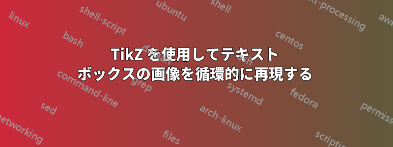 TikZ を使用してテキスト ボックスの画像を循環的に再現する