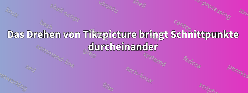 Das Drehen von Tikzpicture bringt Schnittpunkte durcheinander