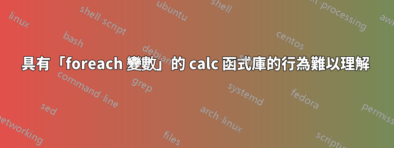 具有「foreach 變數」的 calc 函式庫的行為難以理解