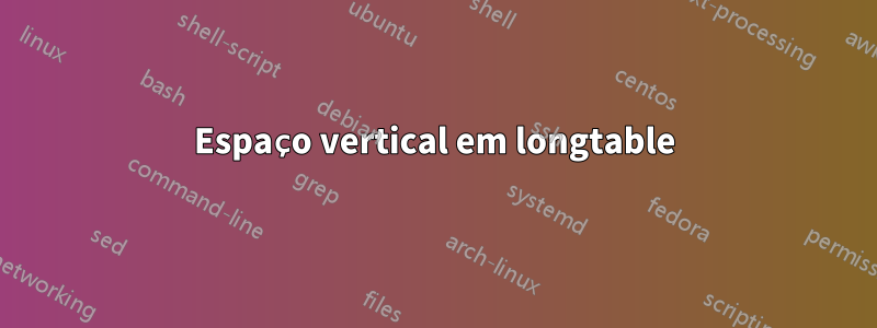 Espaço vertical em longtable