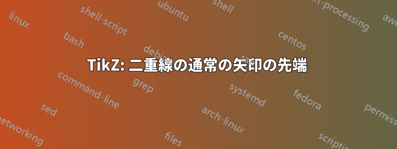 TikZ: 二重線の通常の矢印の先端