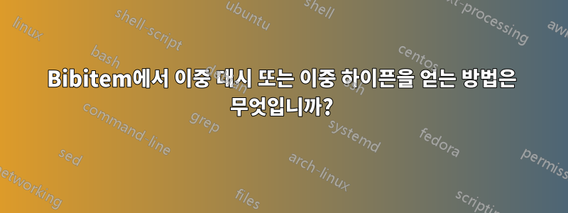 Bibitem에서 이중 대시 또는 이중 하이픈을 얻는 방법은 무엇입니까?