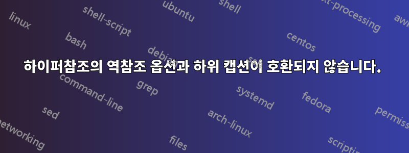 하이퍼참조의 역참조 옵션과 하위 캡션이 호환되지 않습니다.