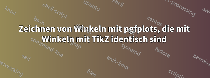 Zeichnen von Winkeln mit pgfplots, die mit Winkeln mit TikZ identisch sind