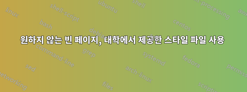 원하지 않는 빈 페이지, 대학에서 제공한 스타일 파일 사용