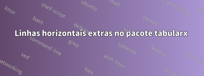 Linhas horizontais extras no pacote tabularx