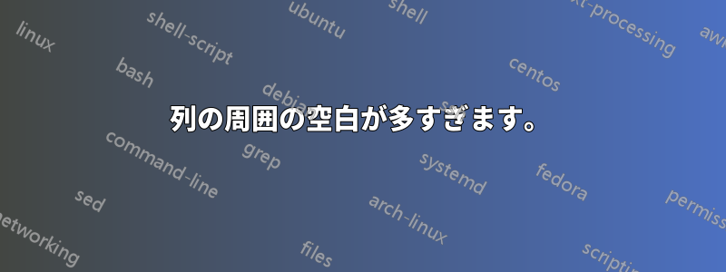 列の周囲の空白が多すぎます。