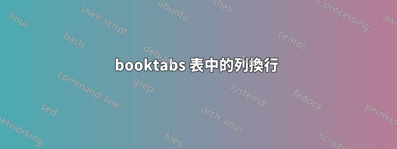 booktabs 表中的列換行