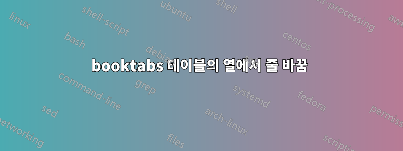 booktabs 테이블의 열에서 줄 바꿈